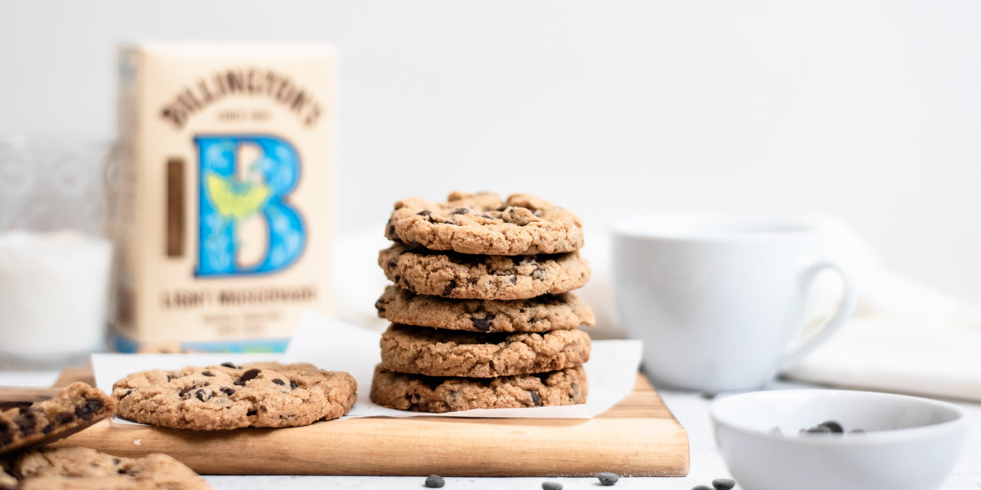 Side on view of a stack of vegan and gluten free cookies