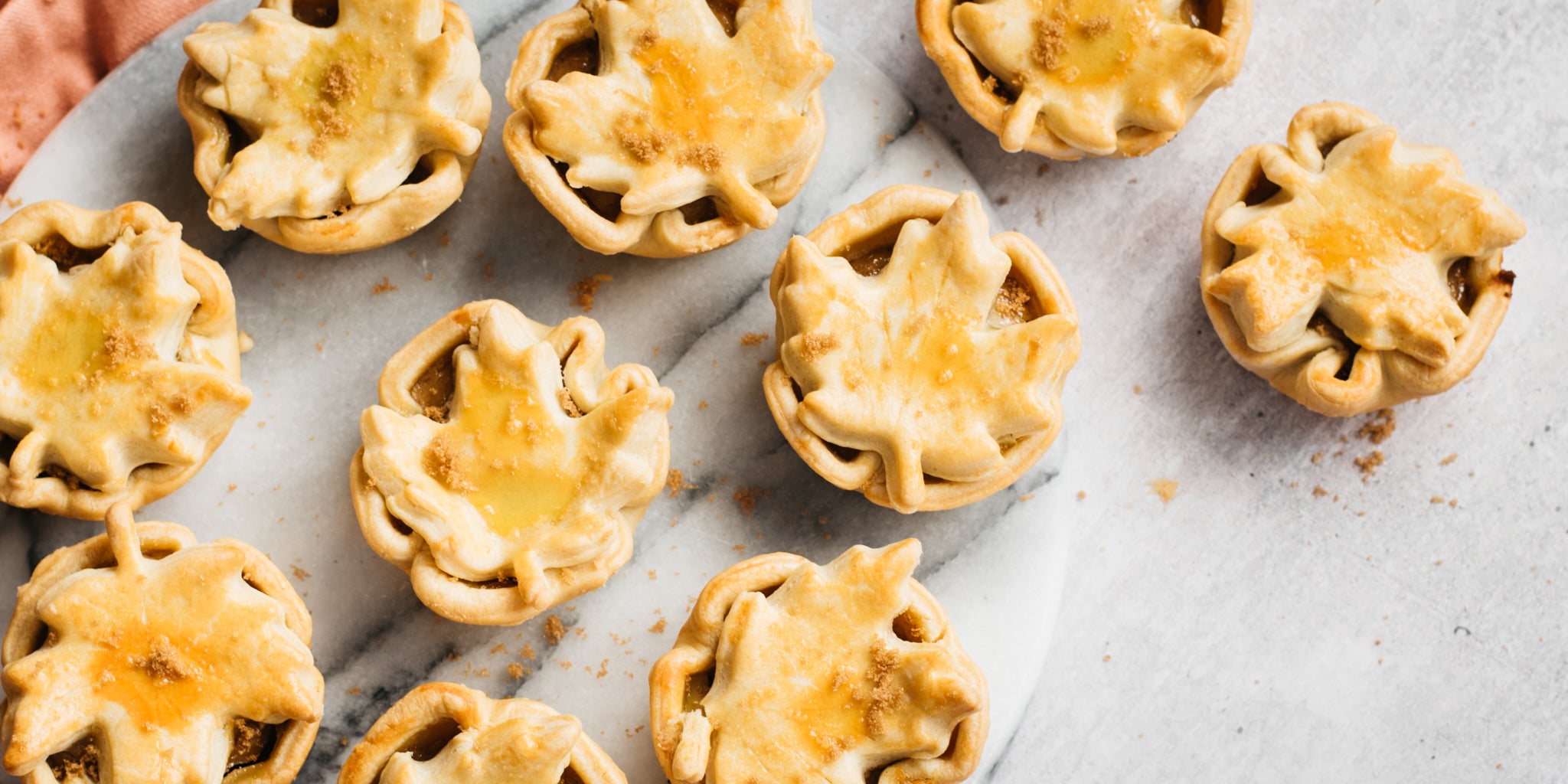 Pumpkin pies on a tray