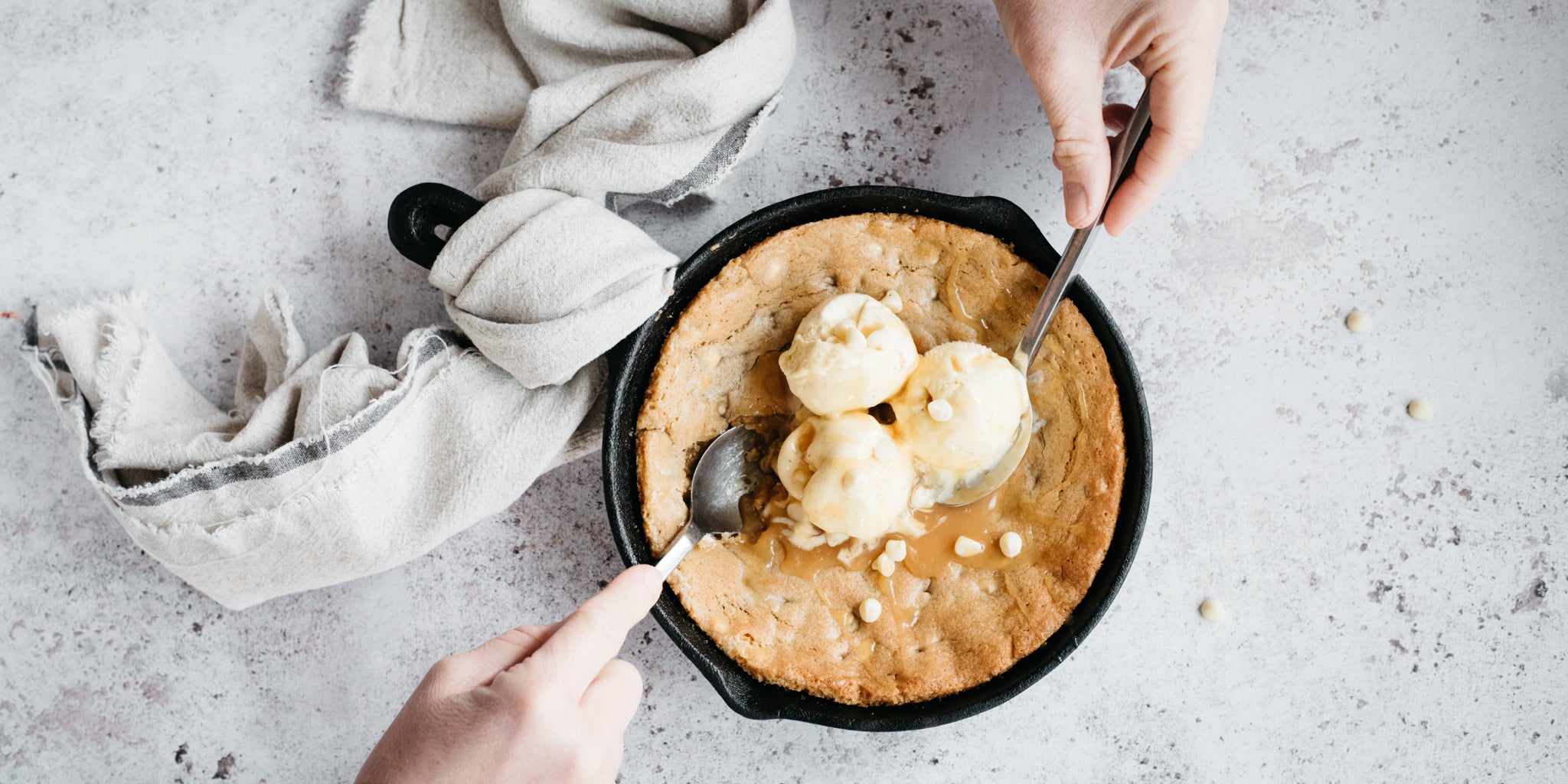 White Chocolate Chip Skillet Cookie