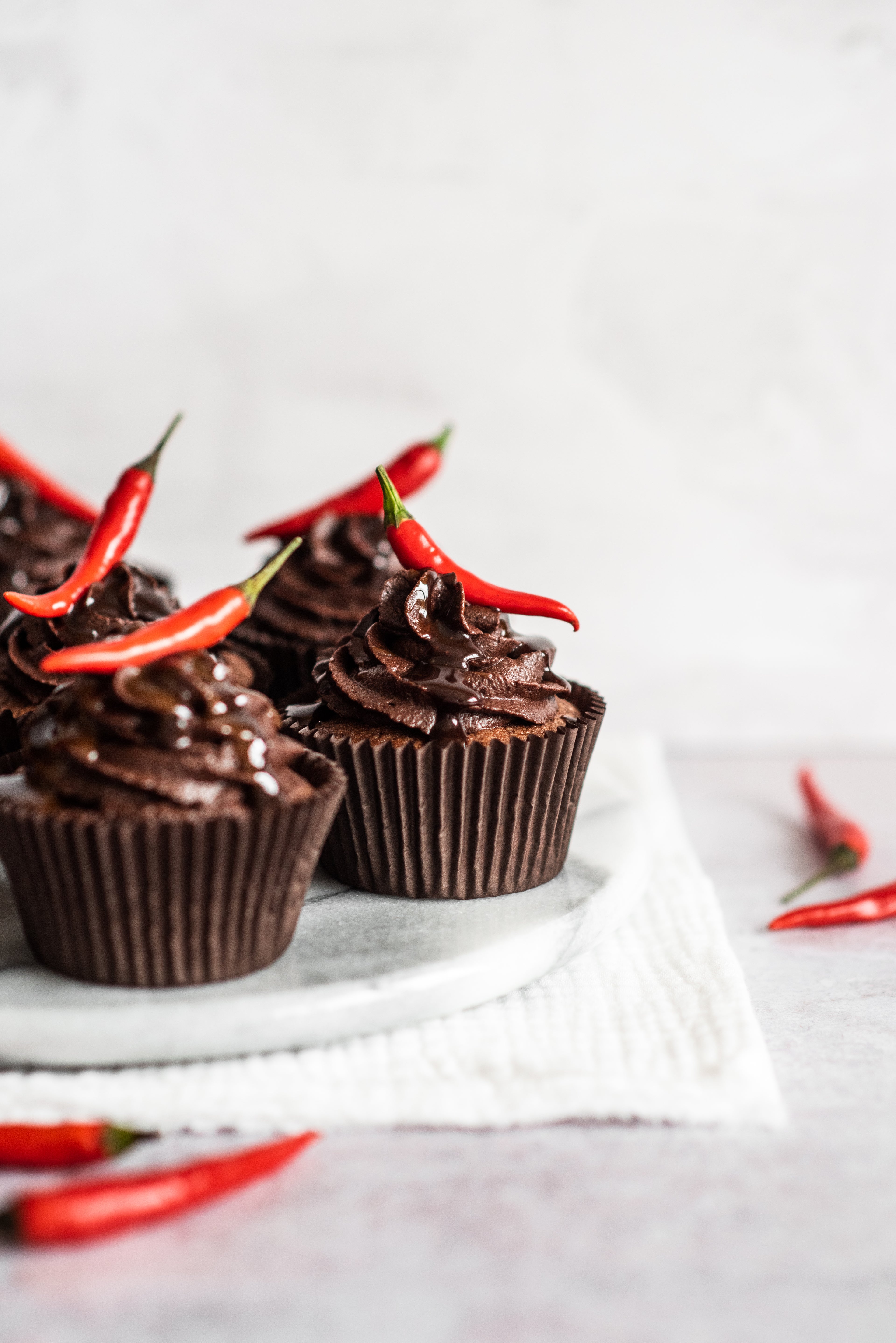 Chilli Chocolate Cupcakes with a chilli on top
