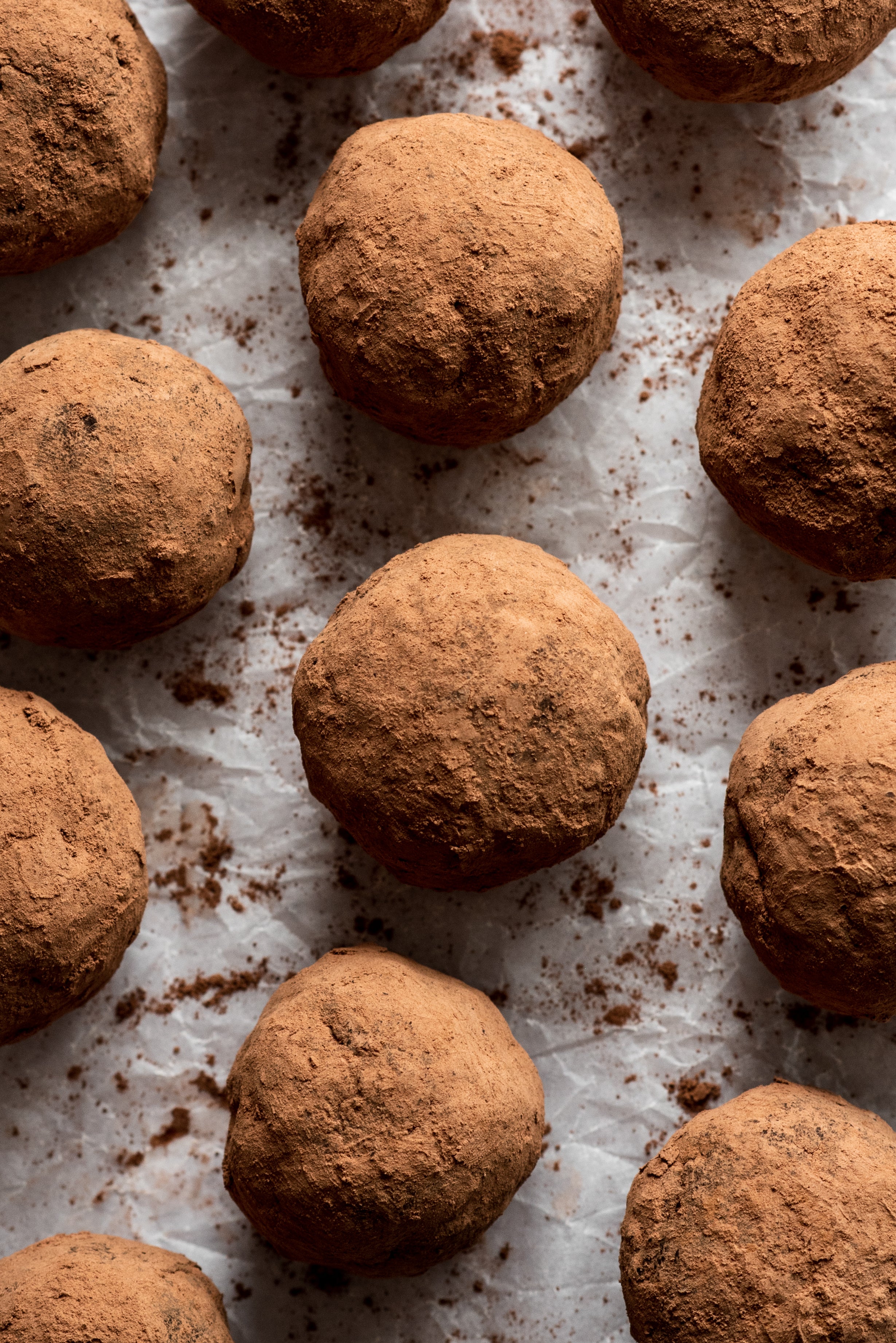 12 cocoa dusted brownie truffles