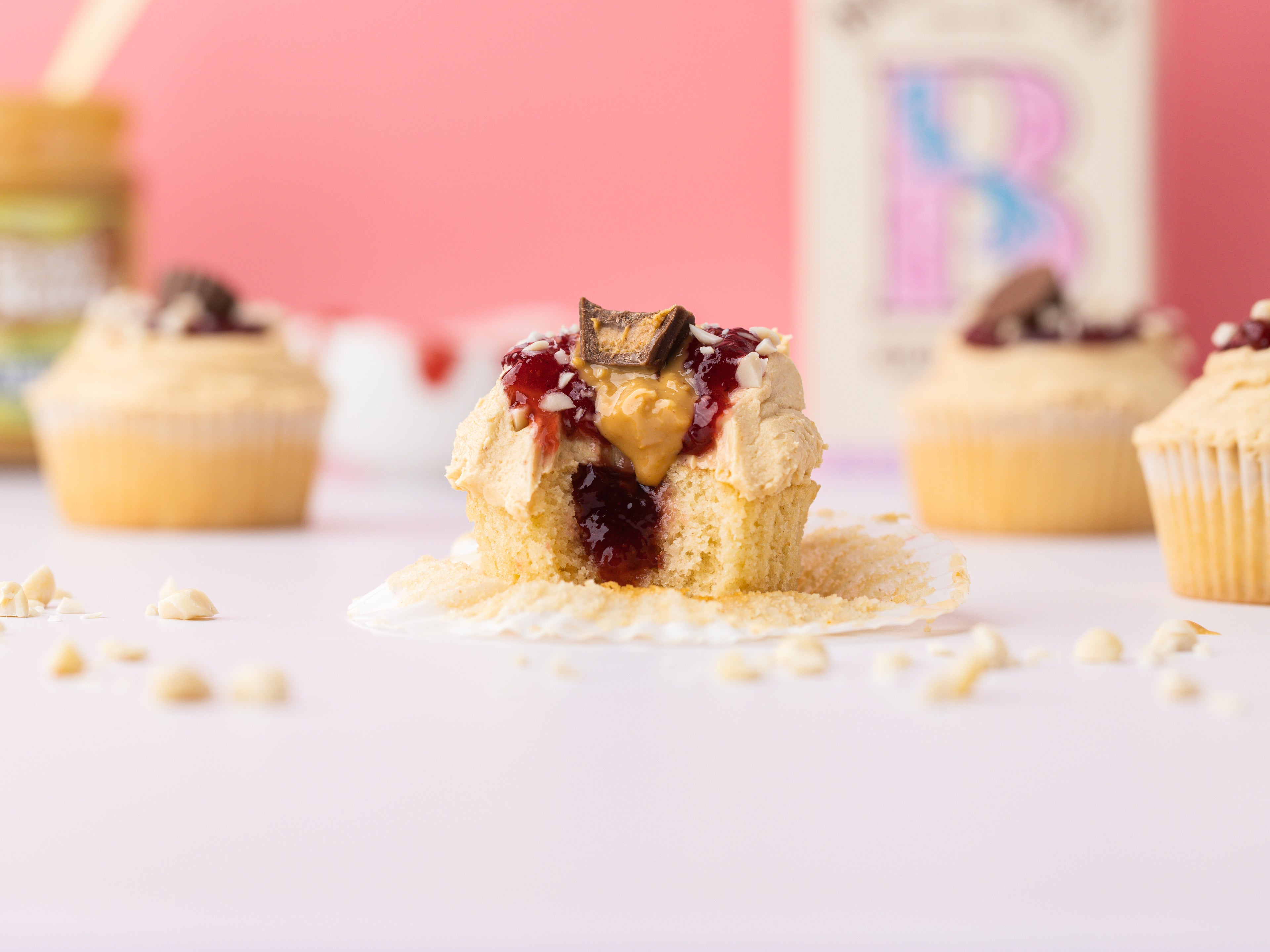 Peanut butter and jelly cupcakes