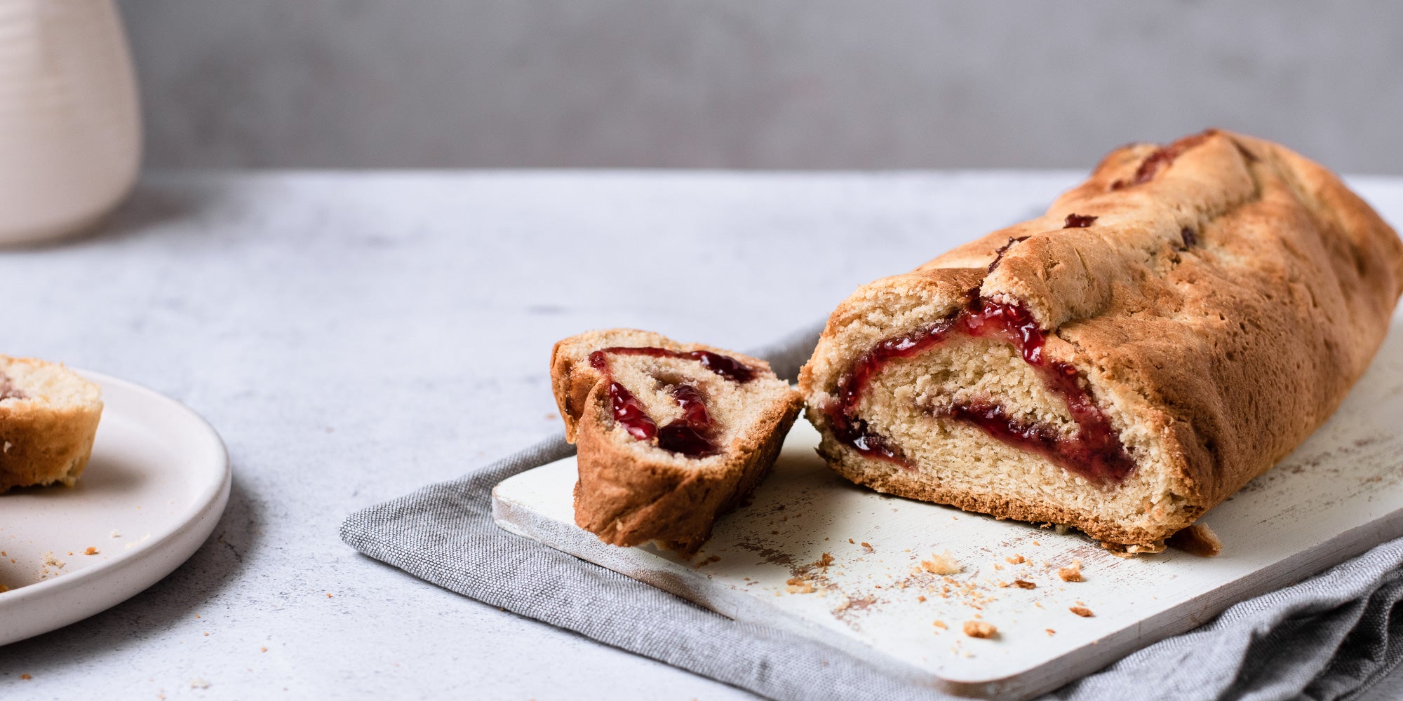 Classic Jam Roly Poly on a tray