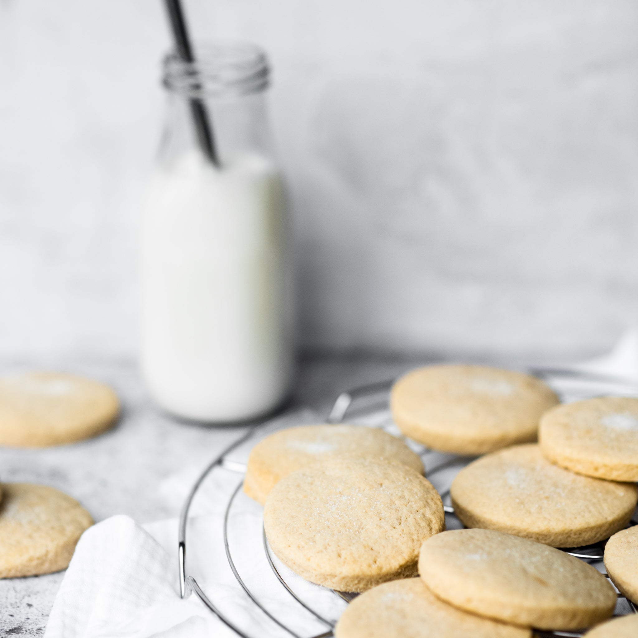 Shortbread biscuits on a cooling rack