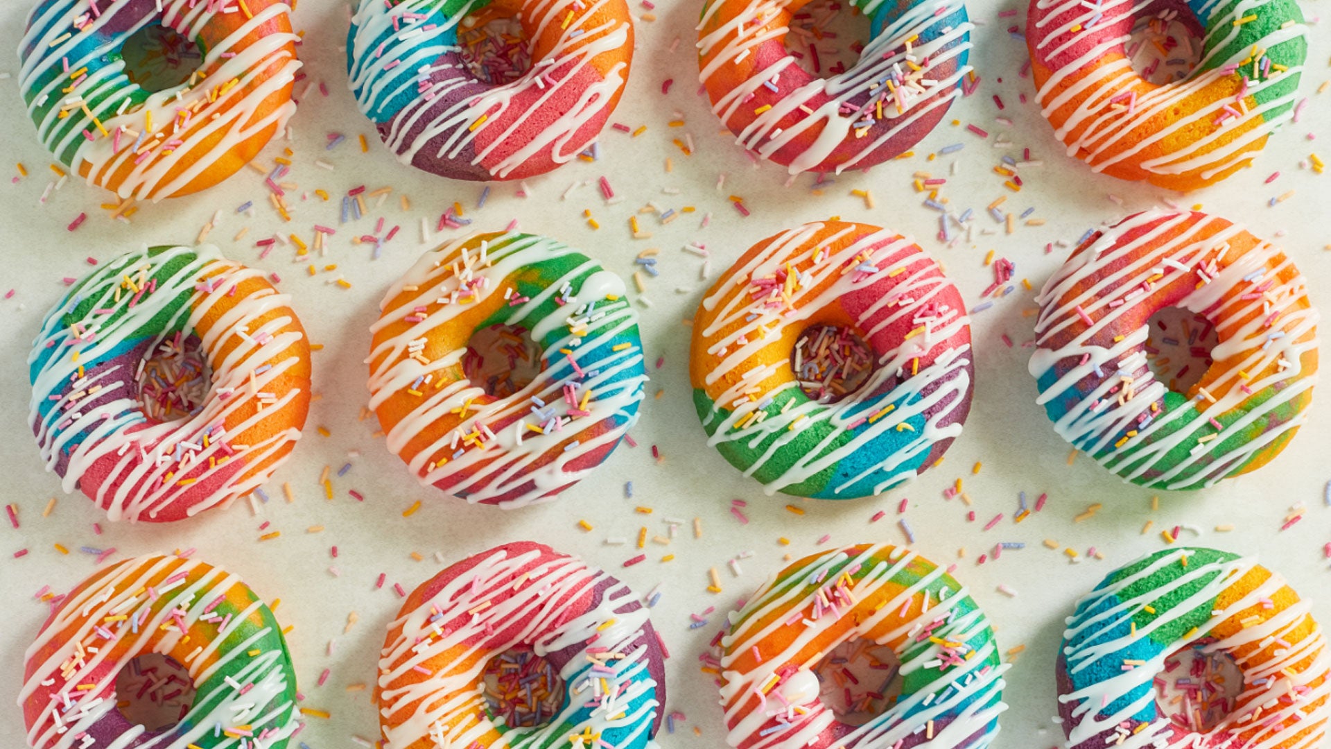 Baked Rainbow Doughnuts