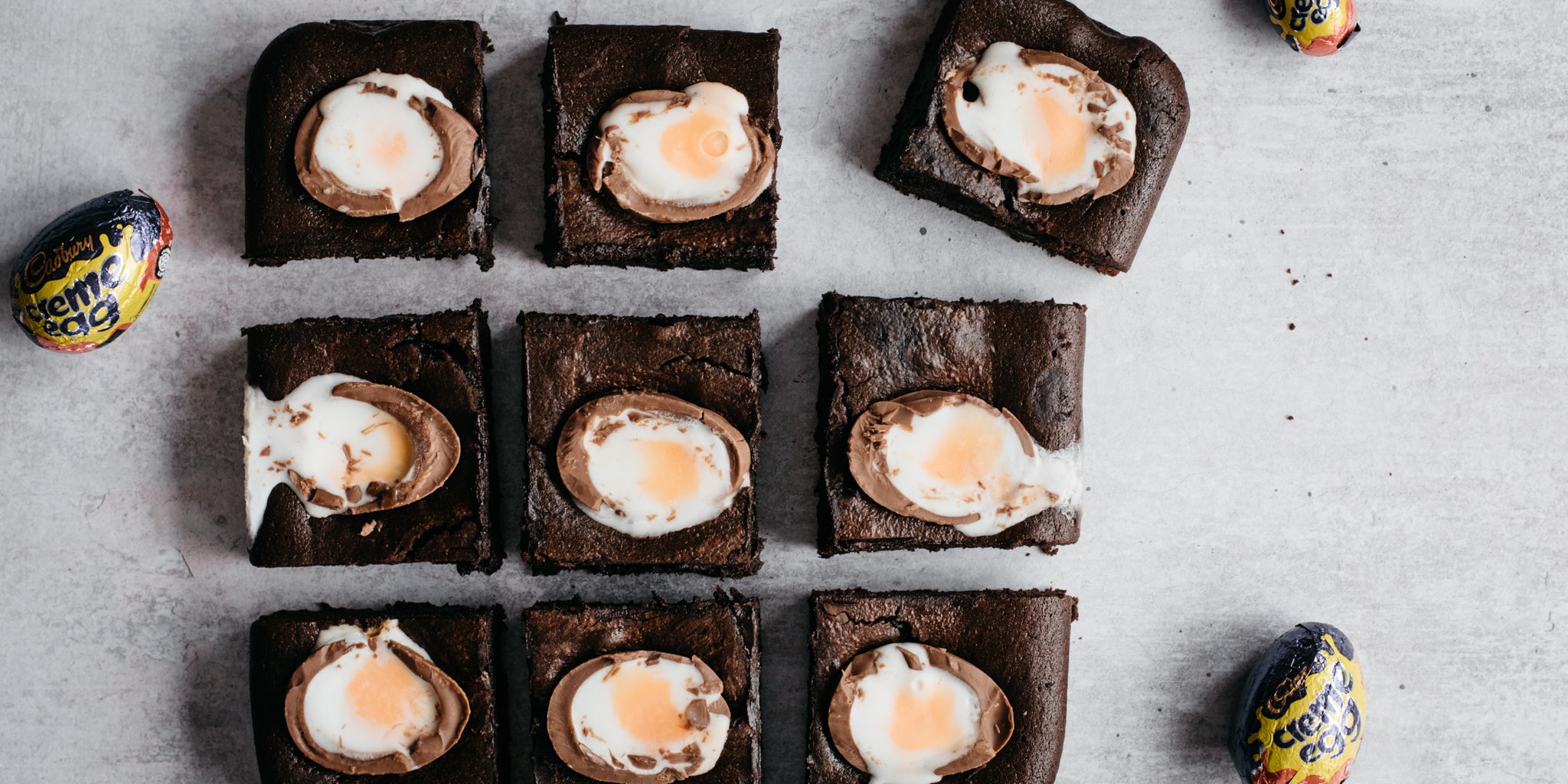 Creme Egg Brownie chopped into squares