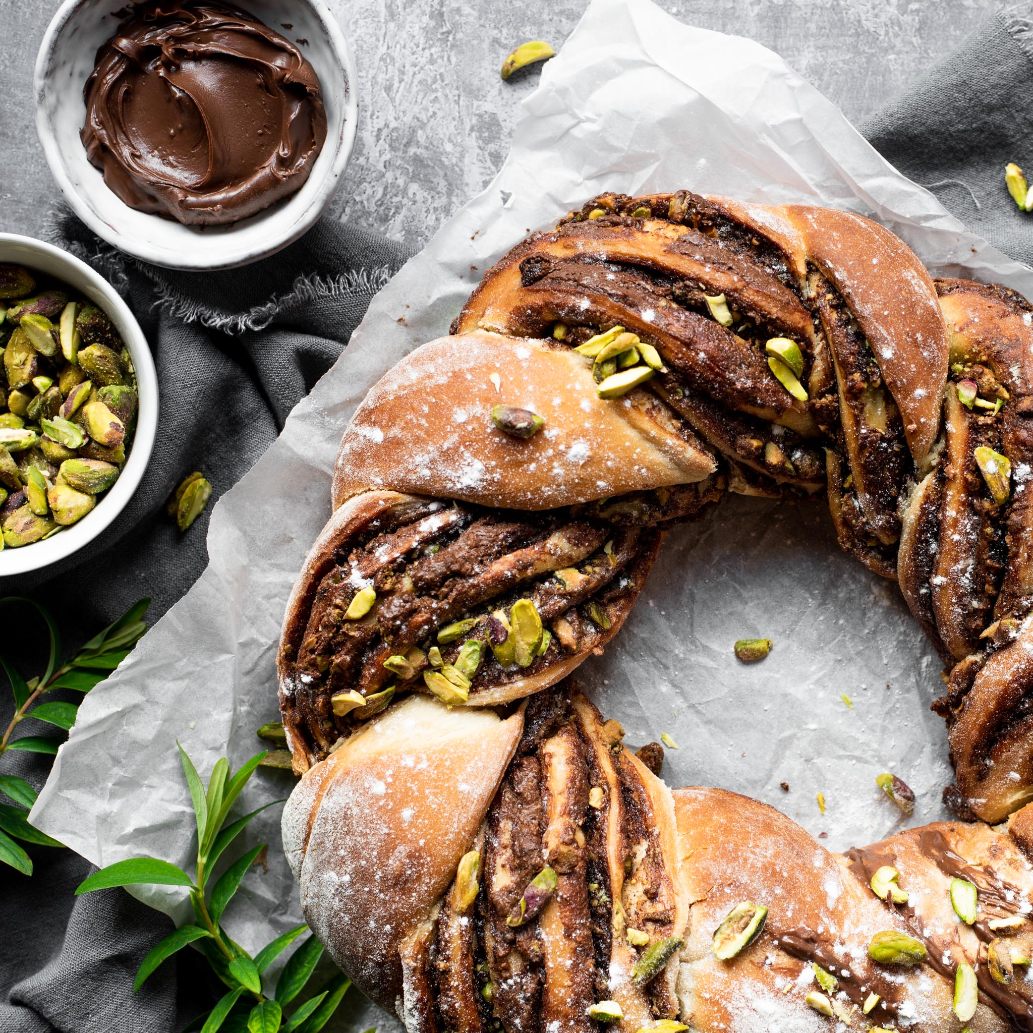 Chocolate & Pistachio Breakfast Wreath