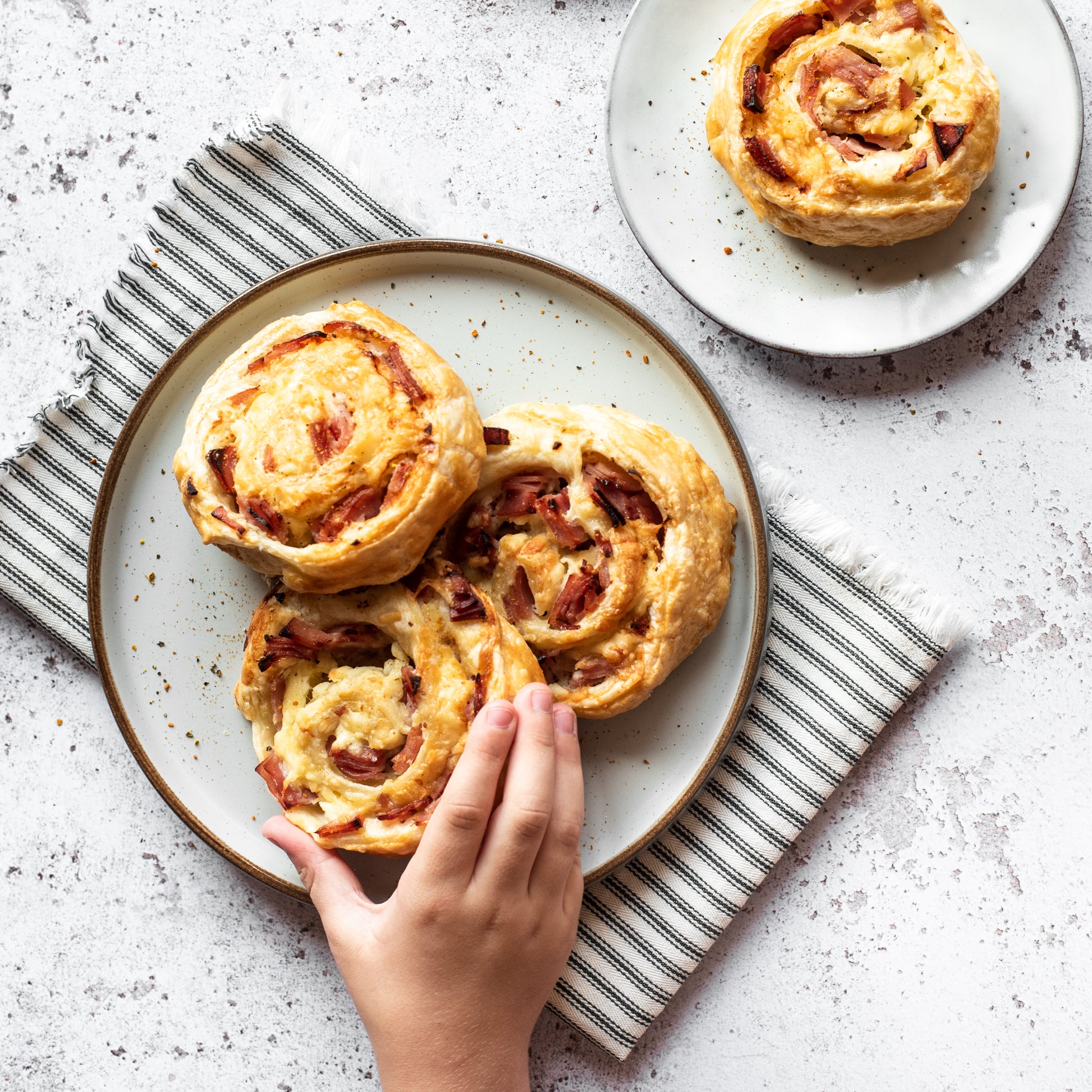 Ham & Cheese Puff Pastry Swirls