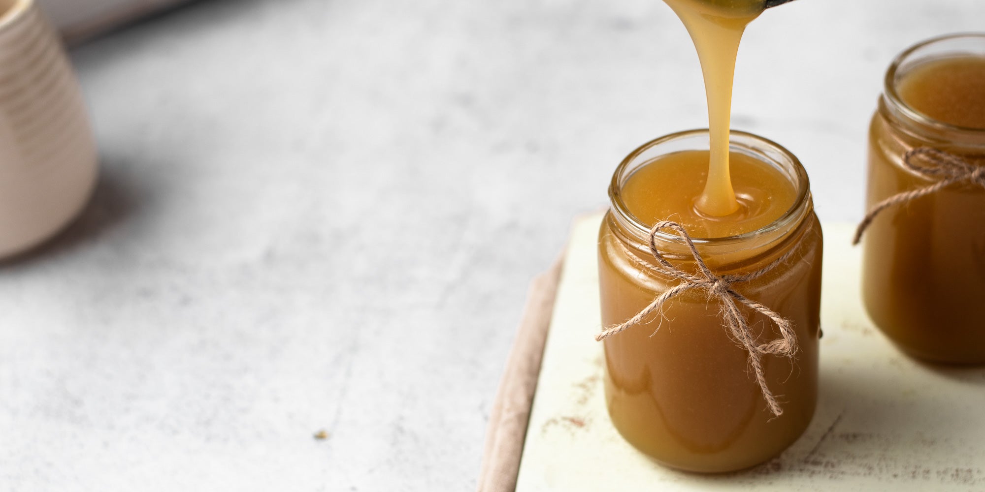 Toffee Sauce poured into a jar