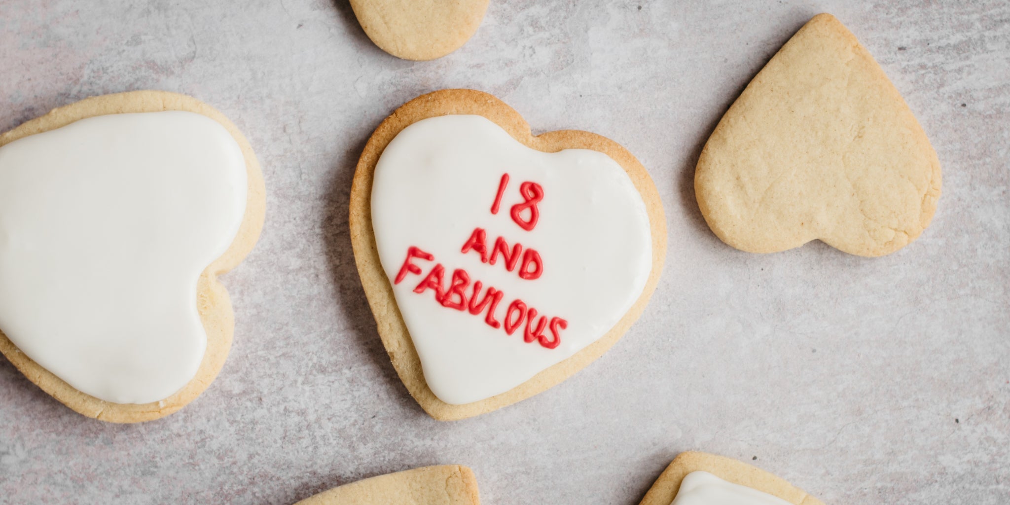 Message Biscuit decorated with '18 and fabulous' writing in icing