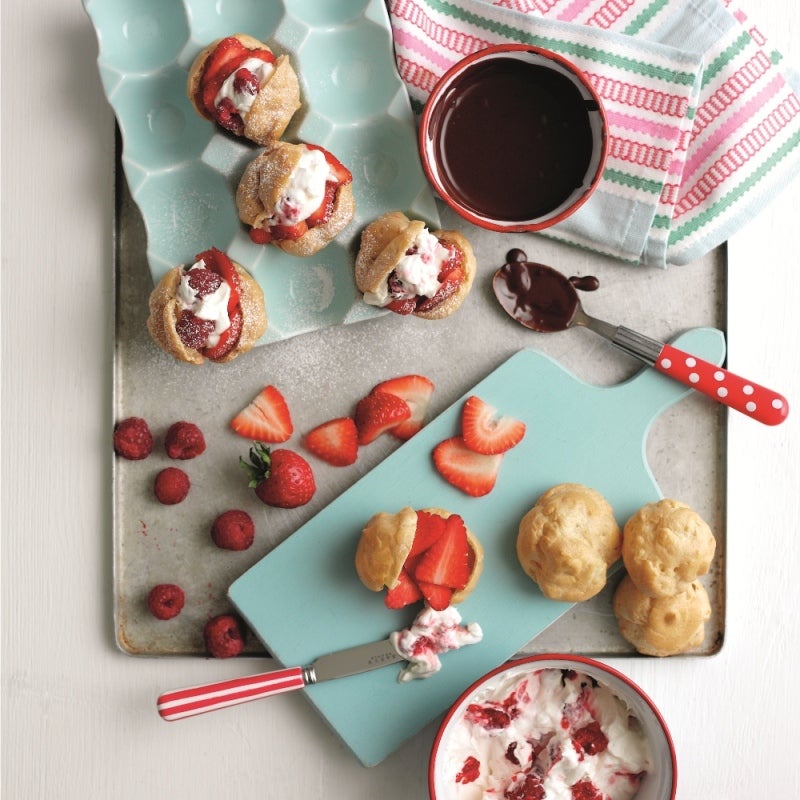 Raspberry & Strawberry Profiteroles