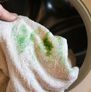 grass stain on white towel