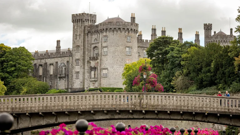 Kilkenny Castle and summer flowers