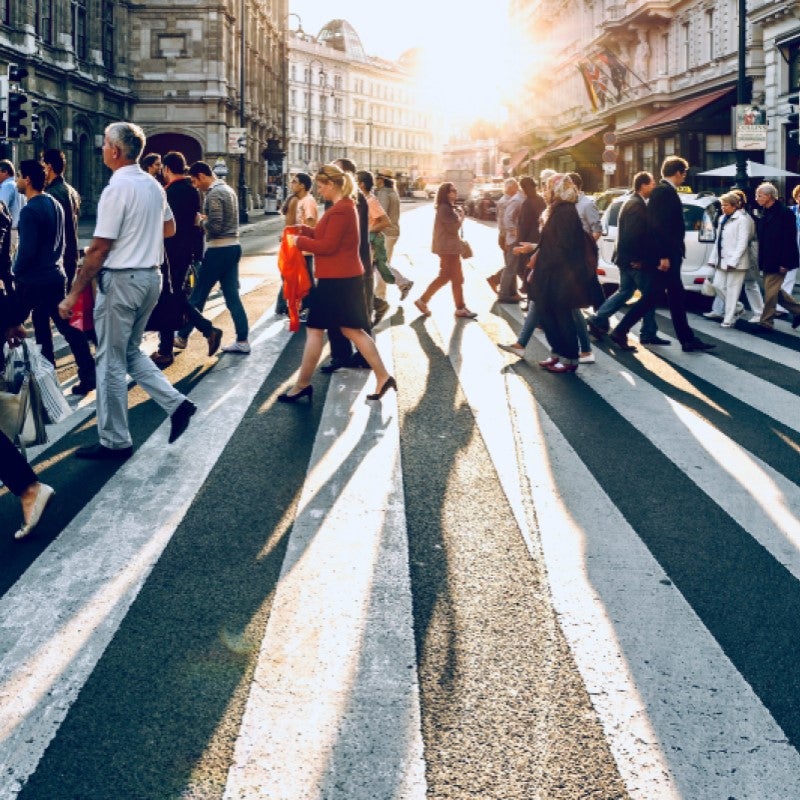 People on a zebra crossing