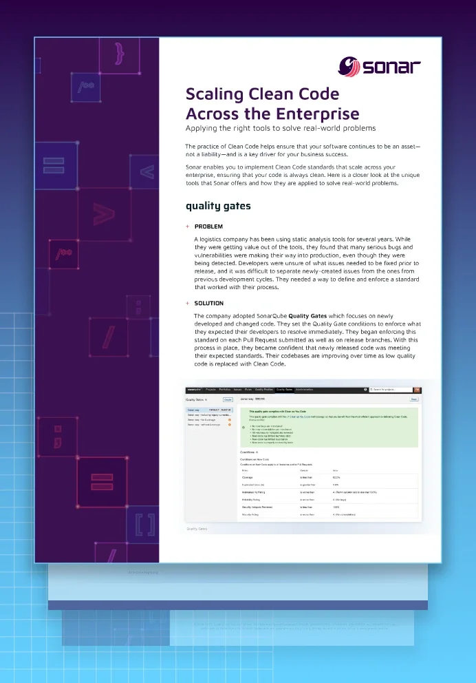 Downloadable PDF solution brief, Scaling Clean Code Across the Enterprise.