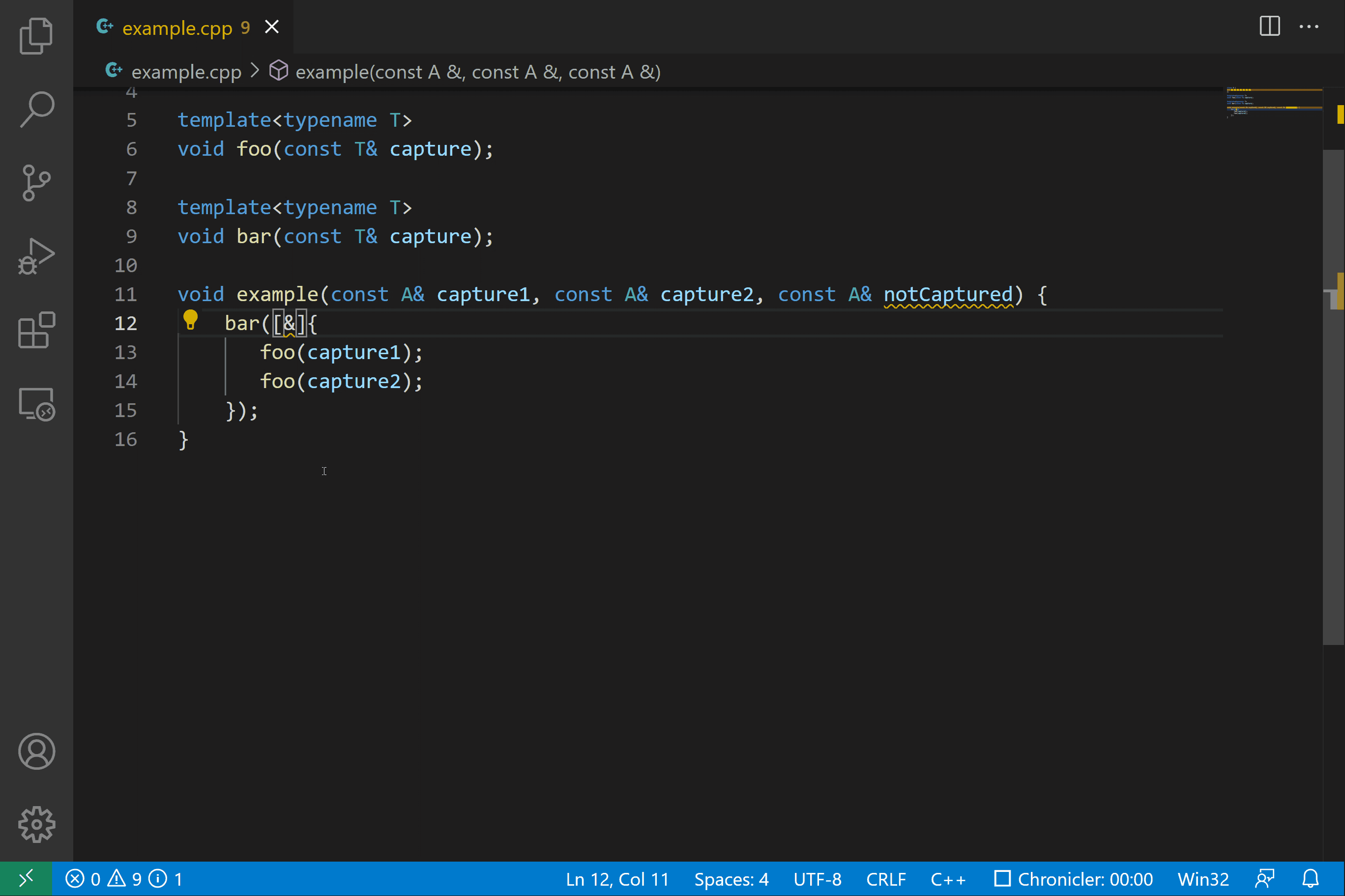 VSCode SonarLint C++ quick fix