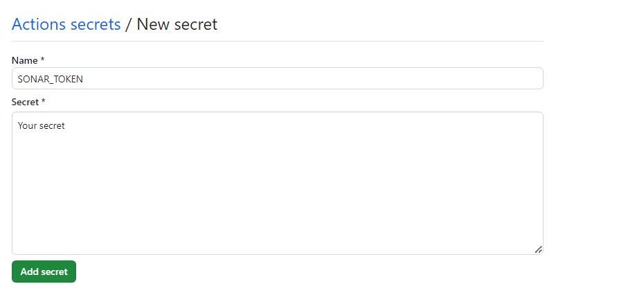 Add SONAR_TOKEN as repository secret