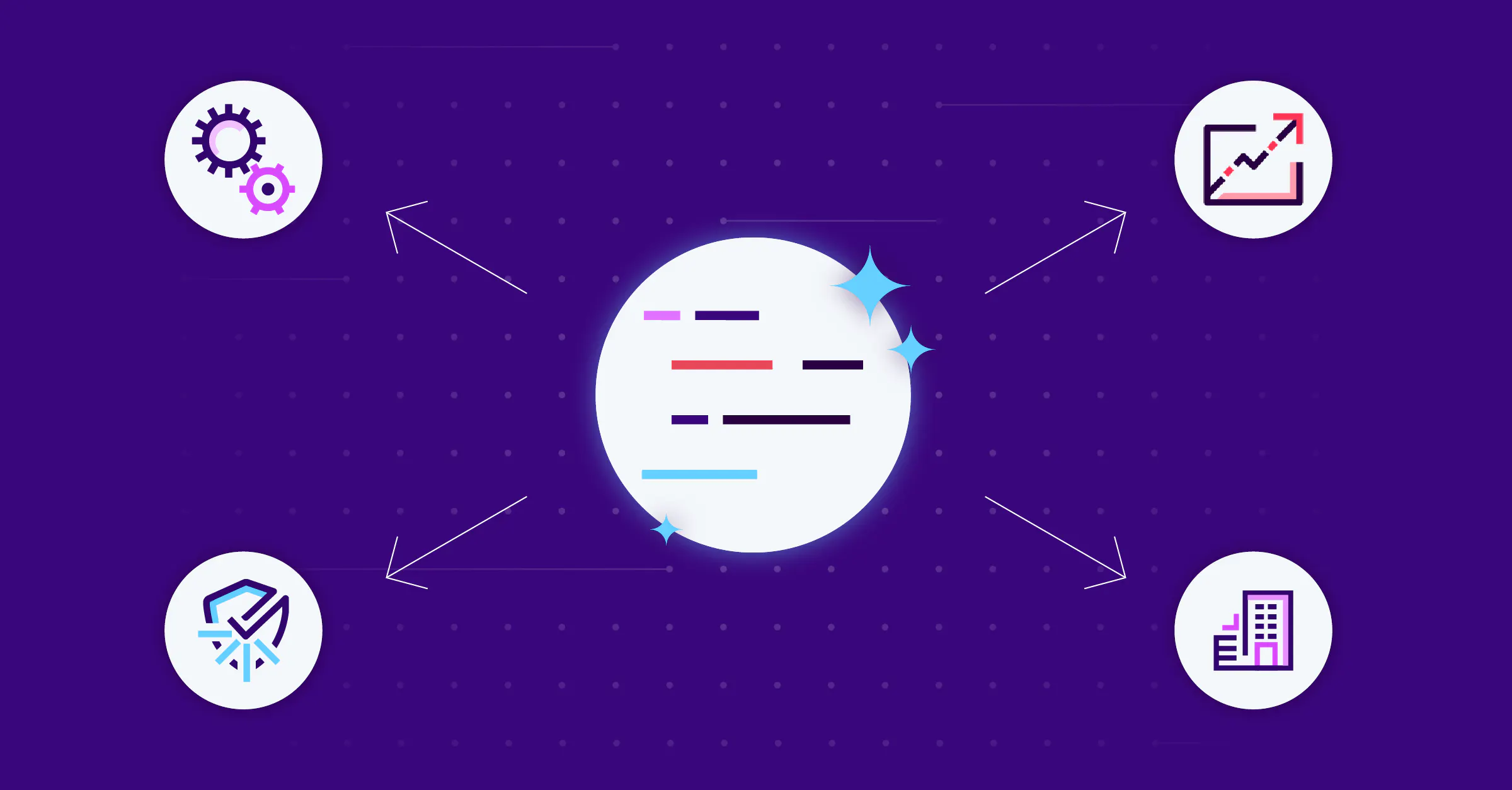 Image of different elements of clean code going across the page in different ways symbolizing the enterprise. 