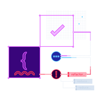 bits of code and quality checks are shown as an abstract of a developers environment.