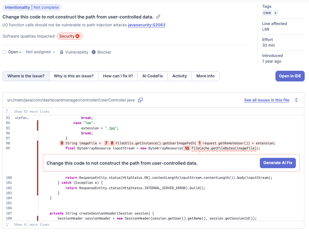 AI CodeFix example