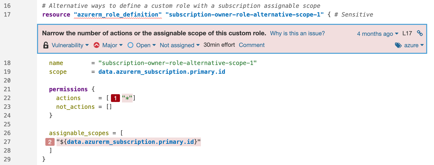 IaC Vulnerability in Azure Scope Permissions