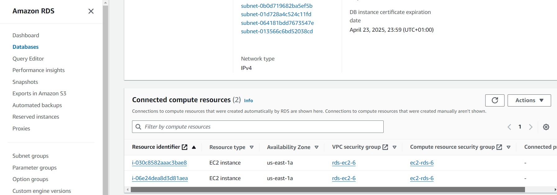 Check for subnets under the VPC interface of your AWS console