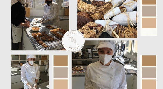 Herstellung von Müsliriege. Herstellung von Müsliriege.