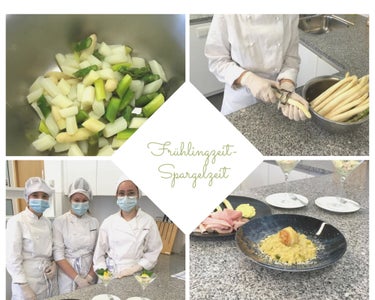 verschiedene Fotos bei der Zubereitung von Spargelgerichten verschiedene Fotos bei der Zubereitung von Spargelgerichten