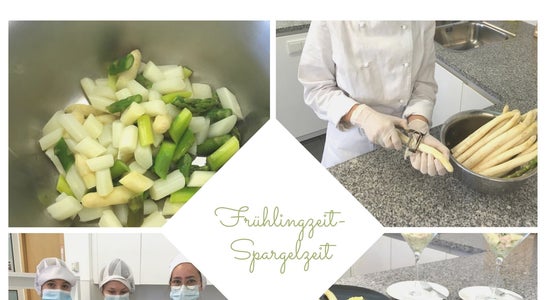 verschiedene Fotos bei der Zubereitung von Spargelgerichten verschiedene Fotos bei der Zubereitung von Spargelgerichten