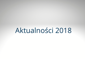 Kwadratowa plansza z napisem Aktualności 2018