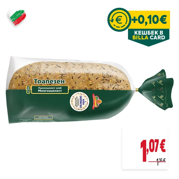 "КЕШБЕК В BILLA CARD
НОВА ЦЕНА: 1,07 €
СТАРА ЦЕНА: 1,16 €"