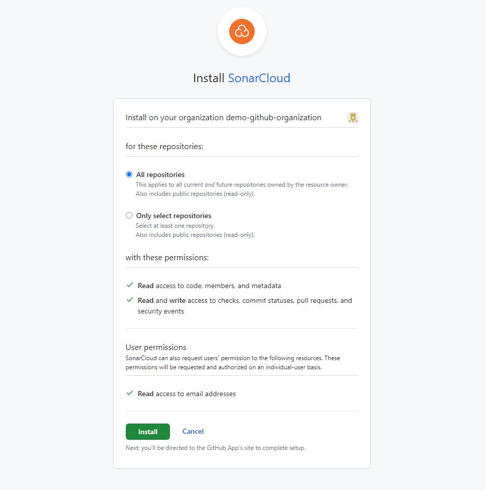 Install SonarCloud on GitHub repositories