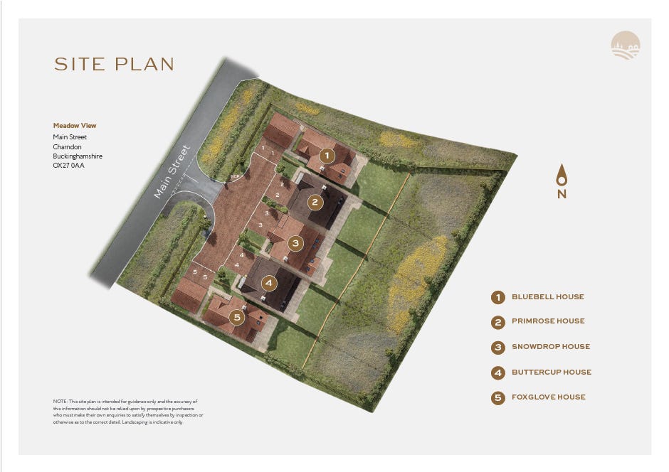 site map of Meadow View a new home development in Charndon Buckinghamshire