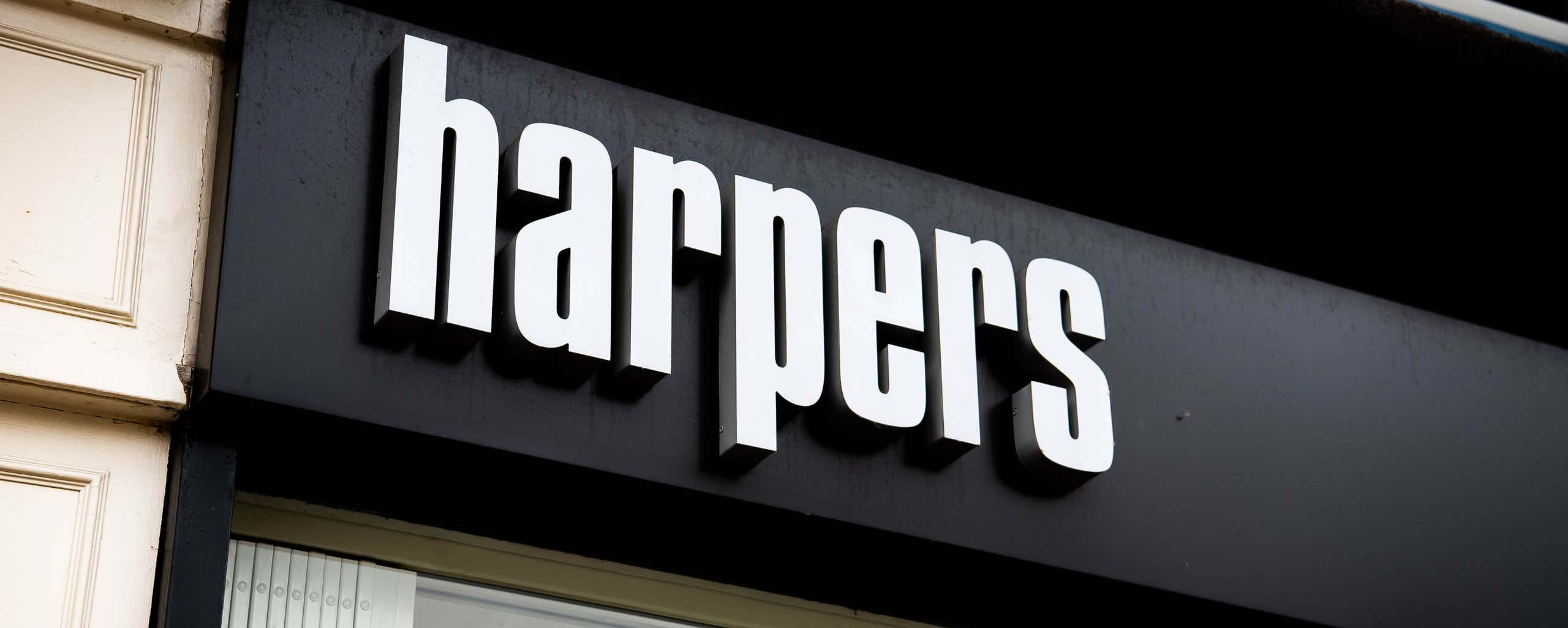 photo of harpers sign on the building
