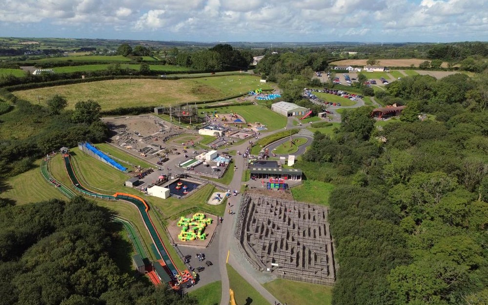 Ariel shot of the dinosaur park.