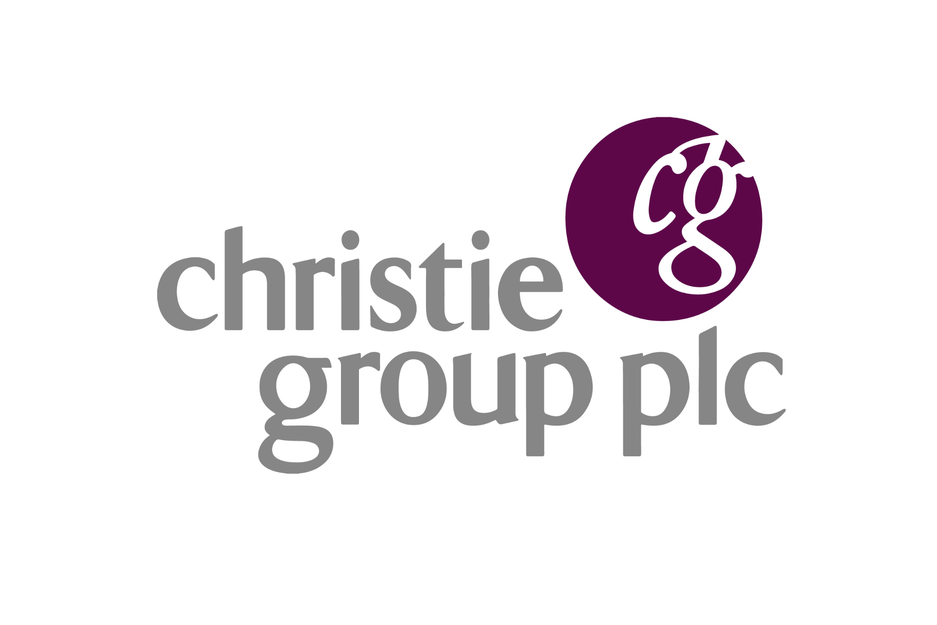 Logo von christie group plc in grau.