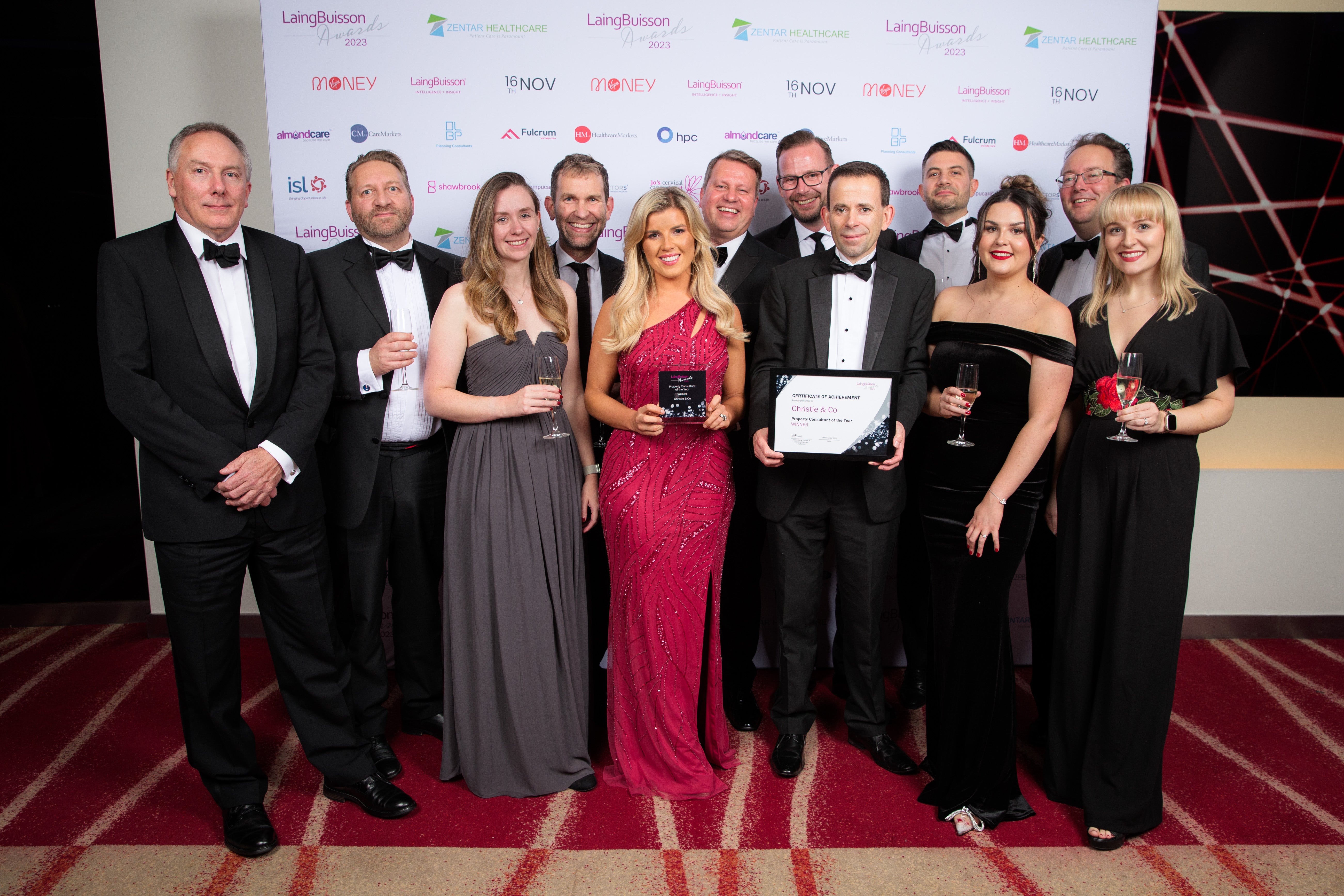 Christie & Co team at the LaingBuisson Awards 2023, where the company won the 'Property Consultant of the Year' award