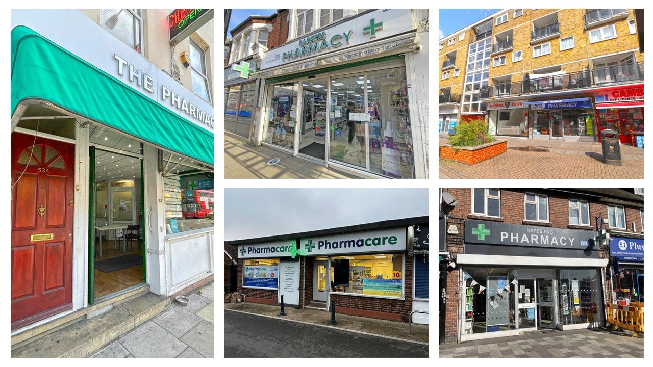 Six pharmacies across London and Surrey