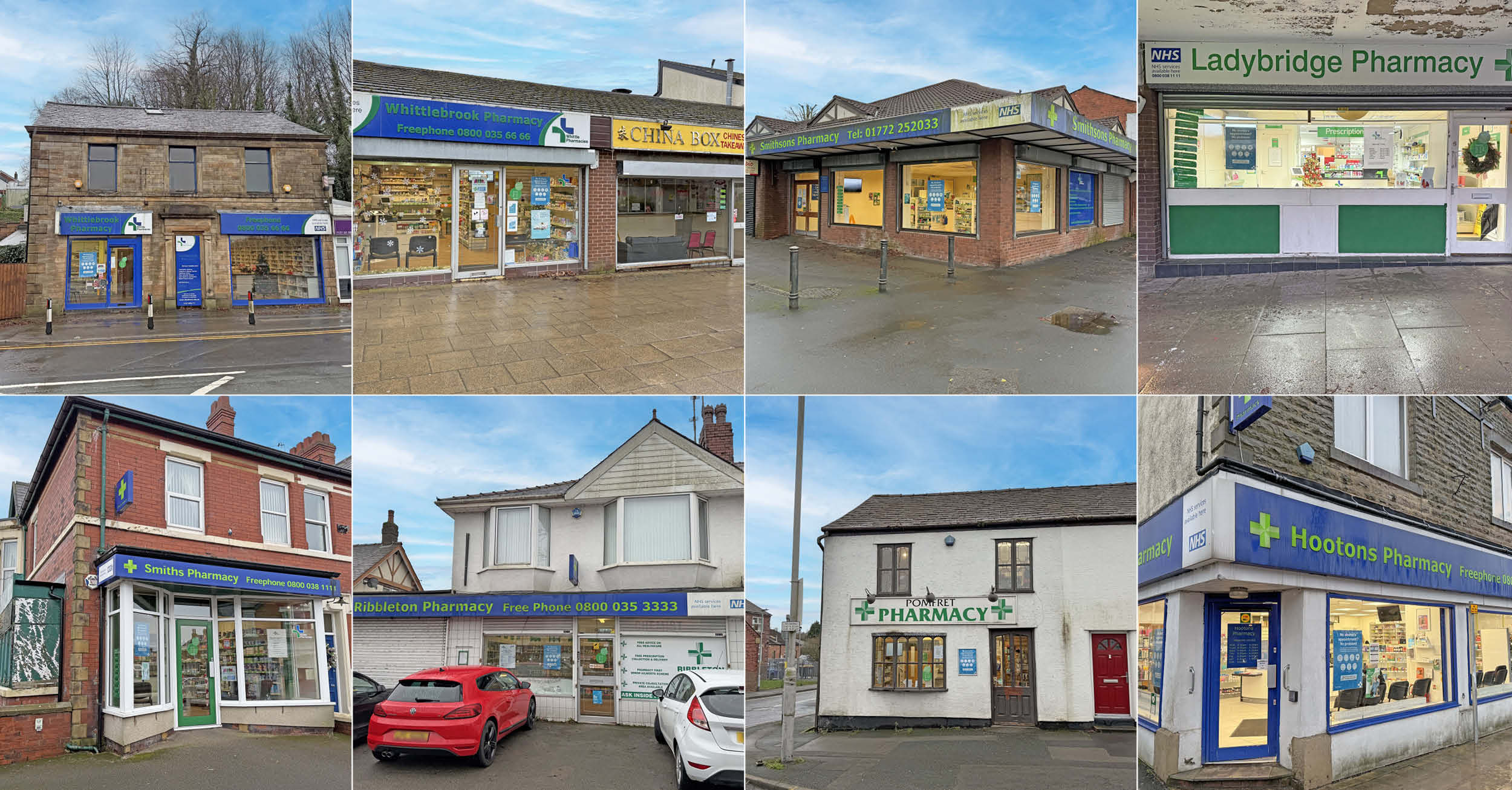 Eight pharmacies in the North West of England owned by Whittle Pharmacies Limited