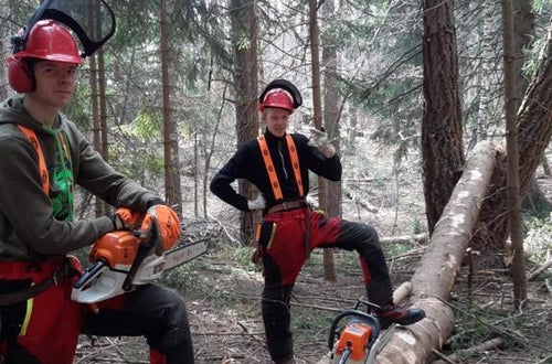 FC Corso motosega: corsisti con albero abbattuto FC Corso motosega: corsisti con albero abbattuto