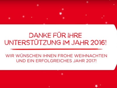 Rot-weißes Banner mit Aufschrift Danke für Ihre Unterstützung im Jahr 2016 Rot-weißes Banner mit Aufschrift Danke für Ihre Unterstützung im Jahr 2016
