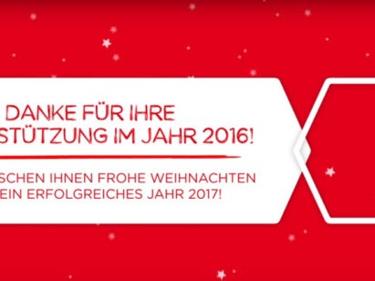 Rot-weißes Banner mit Aufschrift Danke für Ihre Unterstützung im Jahr 2016 Rot-weißes Banner mit Aufschrift Danke für Ihre Unterstützung im Jahr 2016