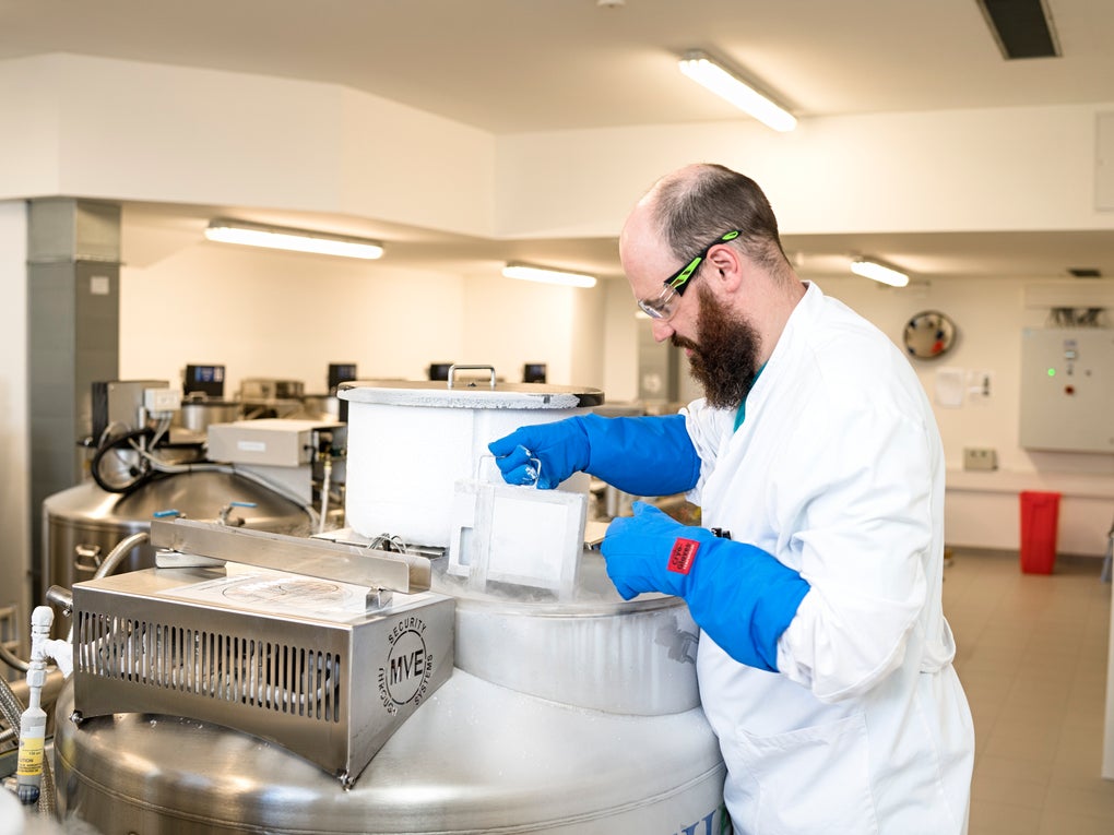 ein Mann mit weißem Kittel arbeitet in einem Labor ein Mann mit weißem Kittel arbeitet in einem Labor