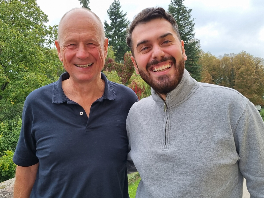 Oktay und Wolfgang auf dem Kreßbach. Oktay und Wolfgang auf dem Kreßbach.