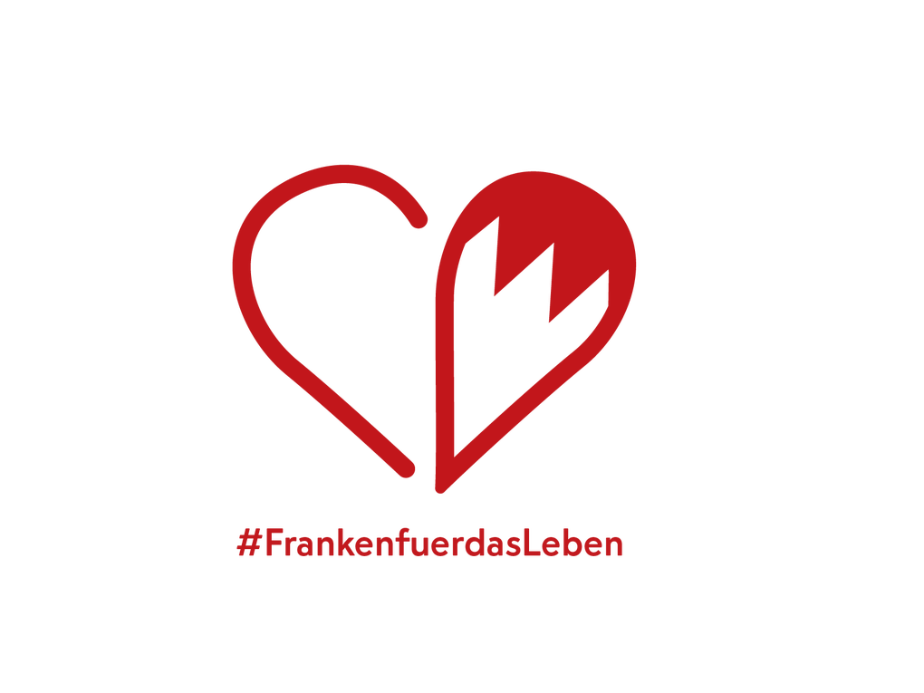 Ein rotes Herz mit der Bildunterschrift "#FrankenfürdasLeben". Ein rotes Herz mit der Bildunterschrift "#FrankenfürdasLeben".