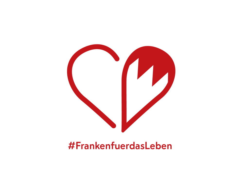 Ein rotes Herz mit der Bildunterschrift "#FrankenfürdasLeben". Ein rotes Herz mit der Bildunterschrift "#FrankenfürdasLeben".