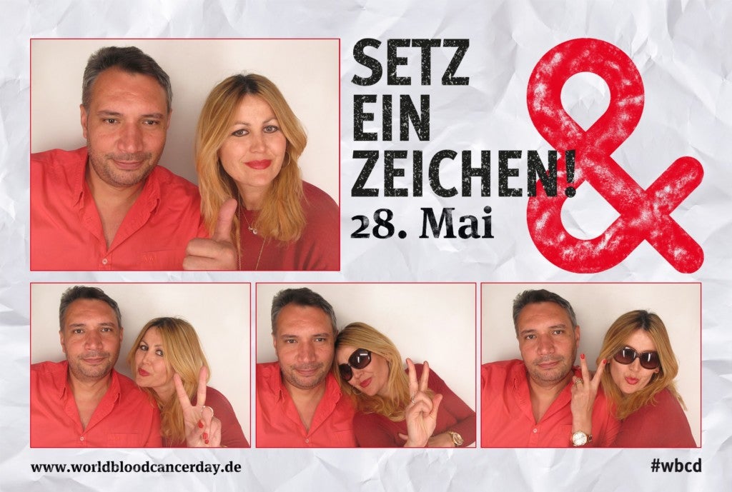 Eine Collage aus einem Mann und einer Frau zum World Blood Cancer Day Eine Collage aus einem Mann und einer Frau zum World Blood Cancer Day