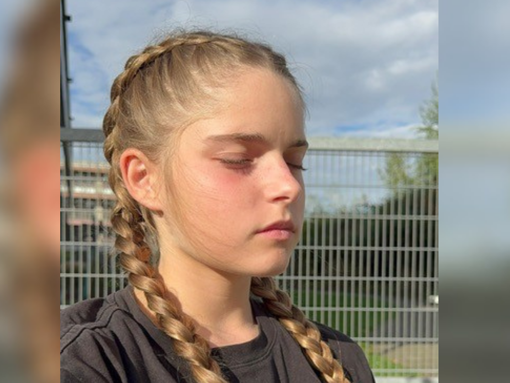 Ein Mädchen mit geflochtenem Haar Ein Mädchen mit geflochtenem Haar