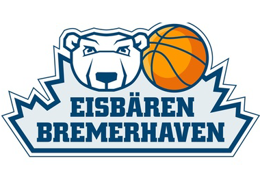 Logo von den Eisbären Bremerhaven mit einem Bären und einem Basketball Logo von den Eisbären Bremerhaven mit einem Bären und einem Basketball