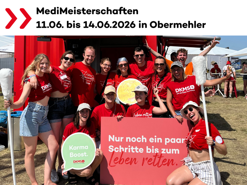 Foto vom DKMS-Stand bei den Medi Meisterschaften Foto vom DKMS-Stand bei den Medi Meisterschaften